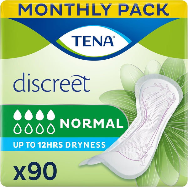 TENA Discreet Normal Incontinence Pads, Pack of 90