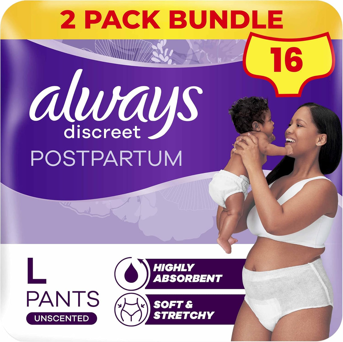 Always Discreet Post Partum Pants Large 8ct x2