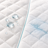 Close-up of the quilted absorbent top and waterproof backing
